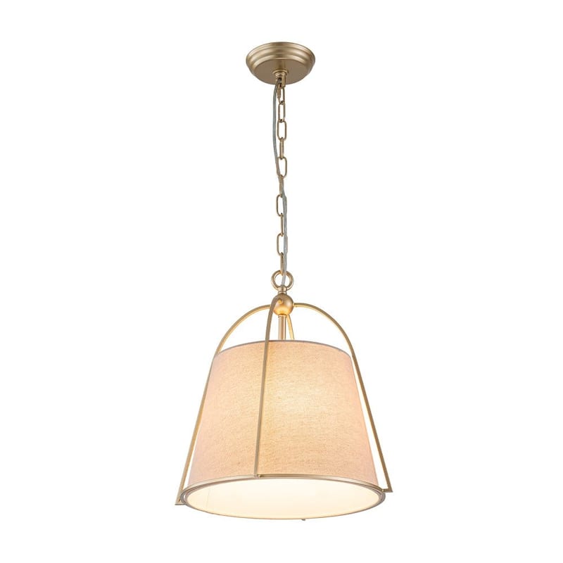 Mid Century Conical Linen Shade Lantern Pendant Ambient Light