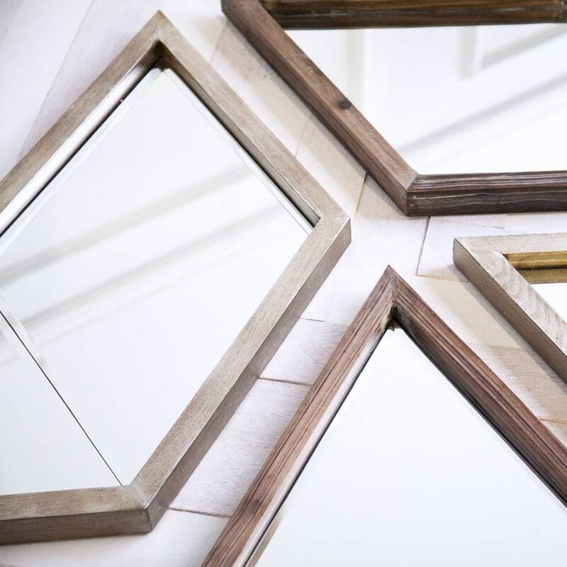 HomeRoots 23" Stained Novelty Accent Mirror Wall Mounted With Frame - 39