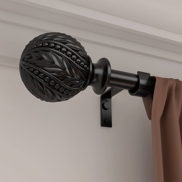 Debuono Black Adjustable Curtain Rod with Final Set