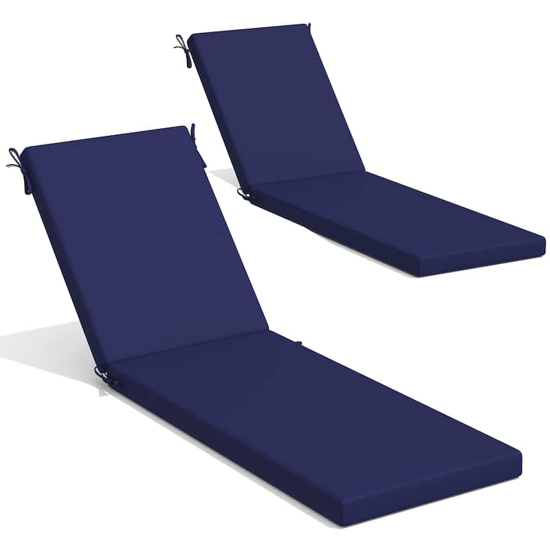 Outdoor Patio Chaise Lounge Cushion with Sunbrella - 2PC-80'' - NavyBlue