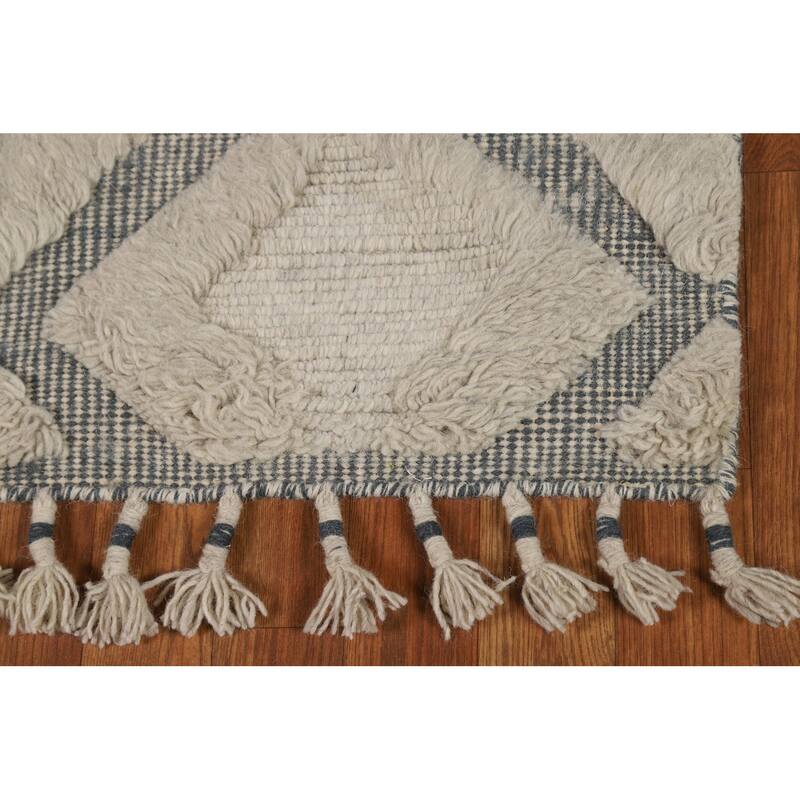 Geometric Moroccan Oriental Foyer Rug Handmade Wool Carpet - 2'0"x 3'0"