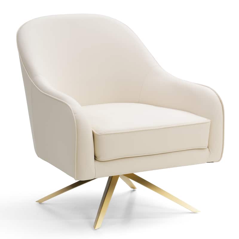 Faux Leather Sofa Chair Upholstered Swivel Accent Chair Mid-century Modern Armchair