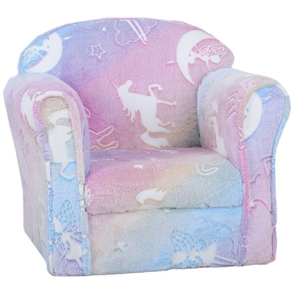 slide 2 of 18, Kids Sofa Chair, Toddler Sofa with Glow in the Dark Fairy Design & Wooden Frame, Upholstered Baby Sofa for 18-36 Months Pink
