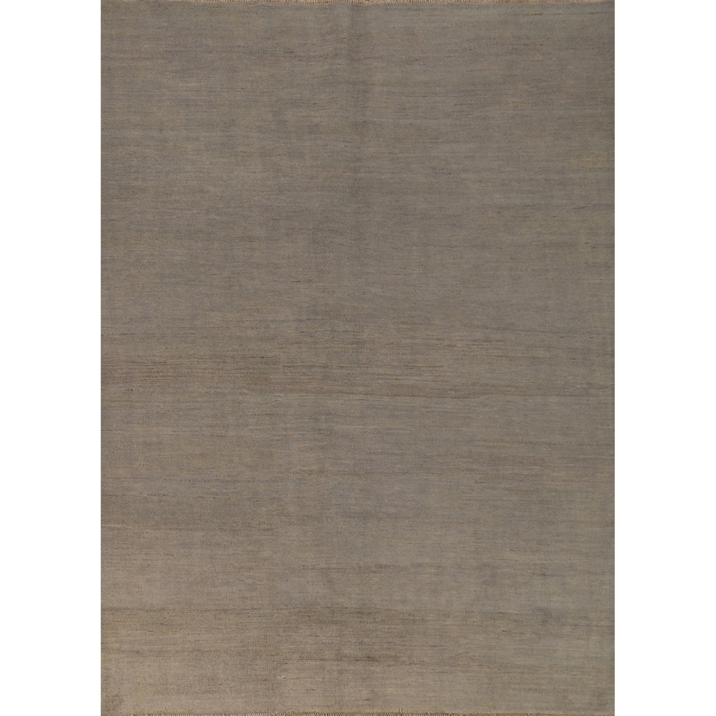 Gabbeh Modern Area Rug Hand-Knotted Stripe Wool Carpet - 6'7"x 9'3"