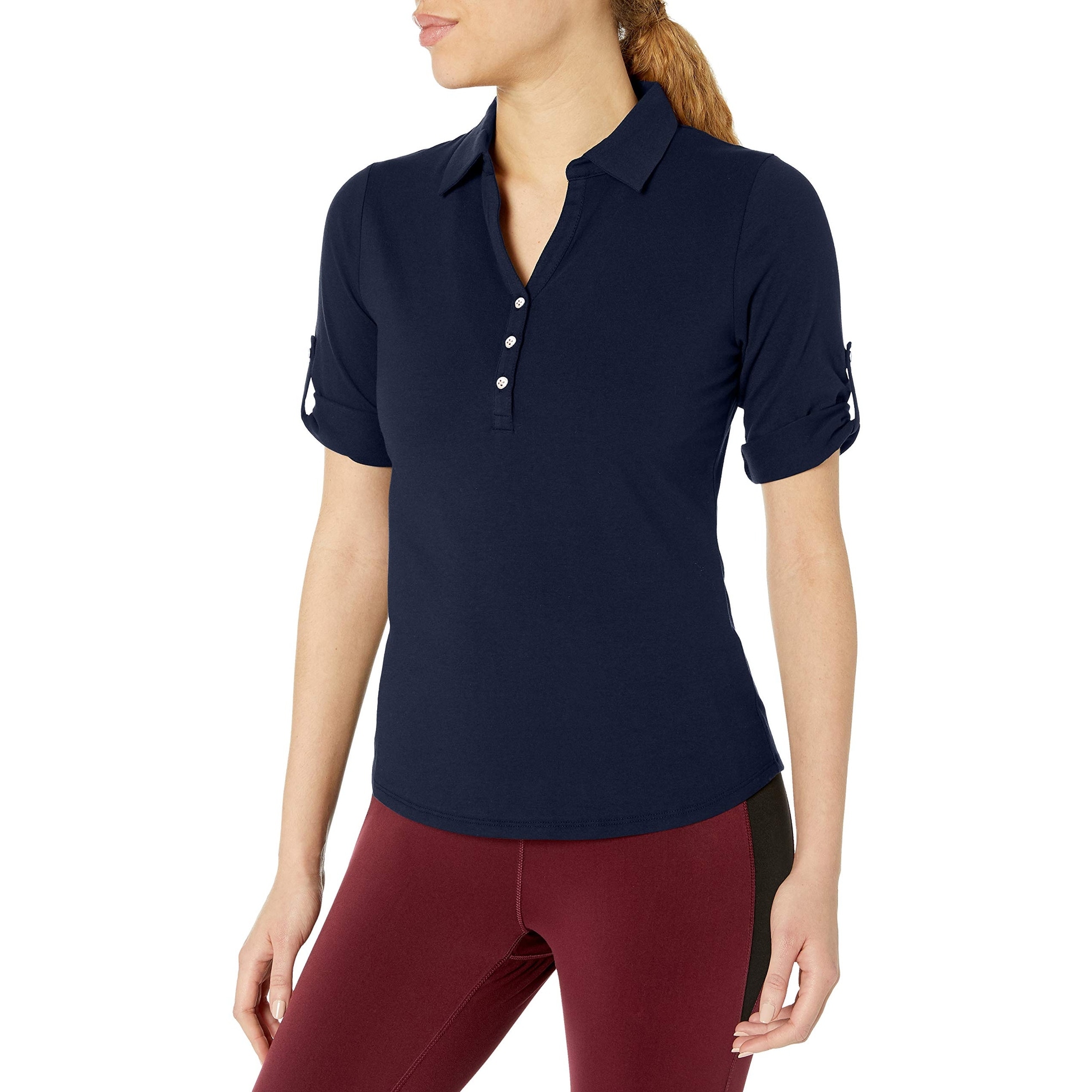 women's plus size navy blue polo shirts