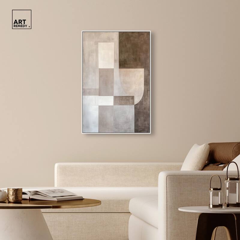 Neutral Tone Blocks I Canvas by Art Remedy