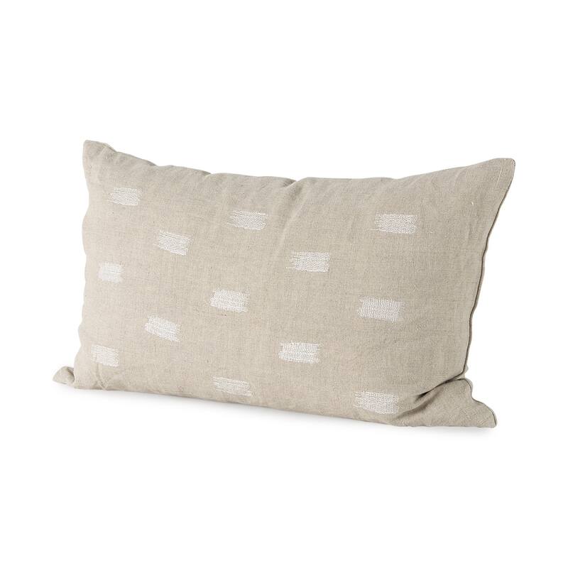 Canvas Beige and White Accent Pillow Cover - 13"H x 21"W x 1"D