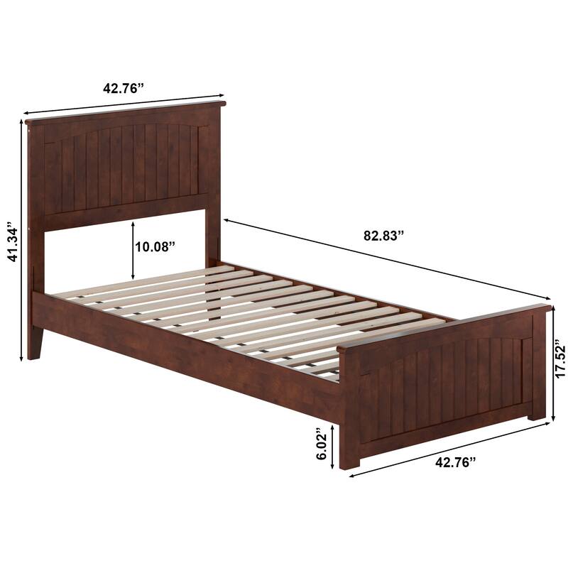 Naples Solid Wood Low Profile Platform Bed with Matching Footboard