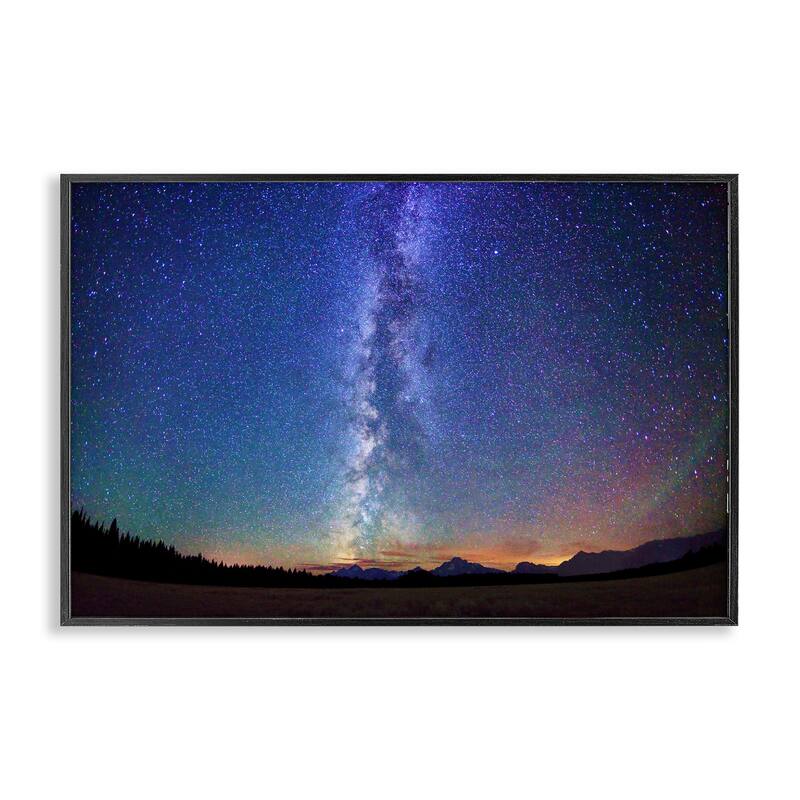 Stupell Milky Way Stars over Earth Framed Giclee Art Design By Royce Bair - 24 x 16 - Black