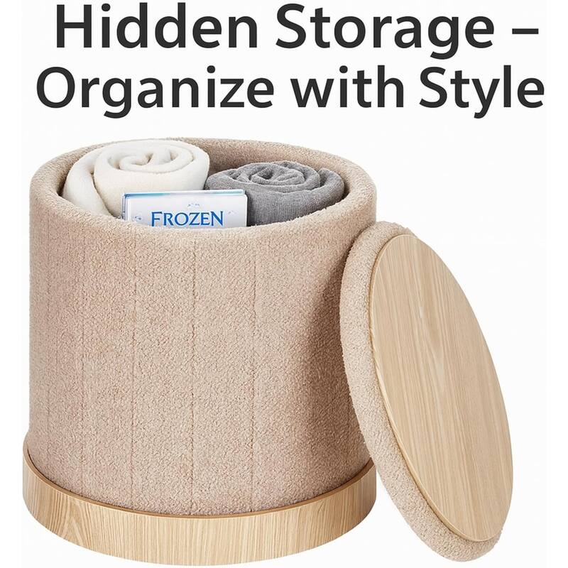 Aria Home Teddy Fabric Ottoman Coffee Table with Hidden Storage