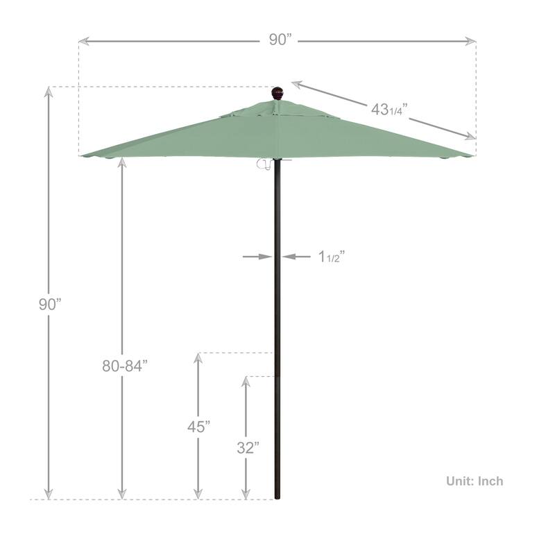 California Umbrella 7.5' Venture Series Patio Umbrella, Bronze Aluminum Pole Fiberglass Ribs Push Lift, Pacifica Pacific Blue