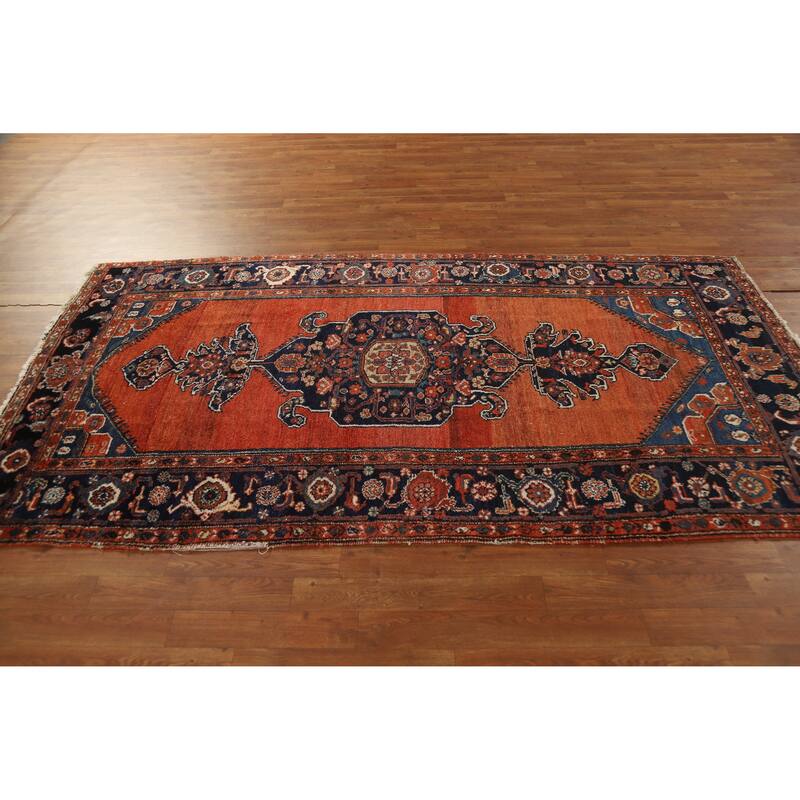 Hand Knotted Oriental 100% Wool Carpet Traditional Medallion Oranges & Rust Malayer Area Rug - 8' 0'' X 4' 6''