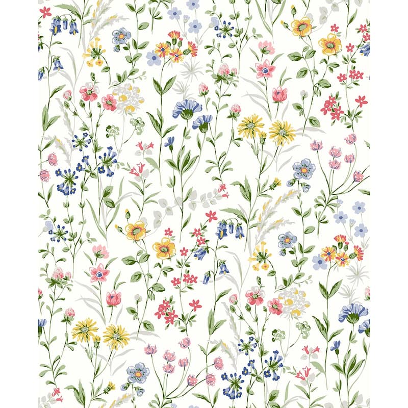 NextWall Wildflowers Peel and Stick Wallpaper - 20.5 in. W x 18 ft. L - Multicolored