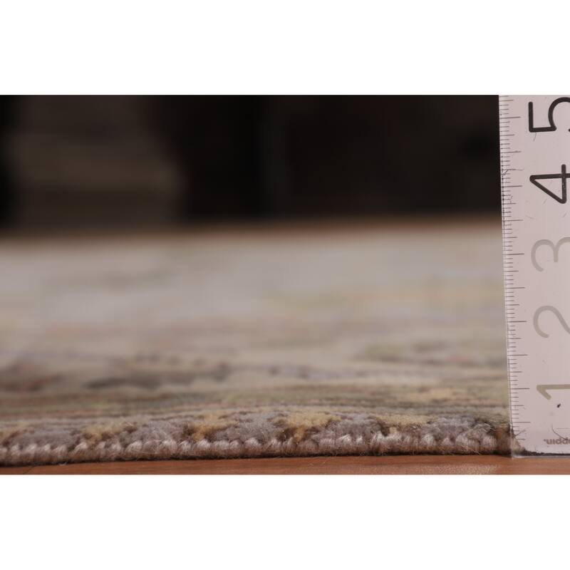 All-Over Gray & Ivory Oushak Indian Area Rug Hand-Knotted Wool Carpet - 9'4" x 11'11"