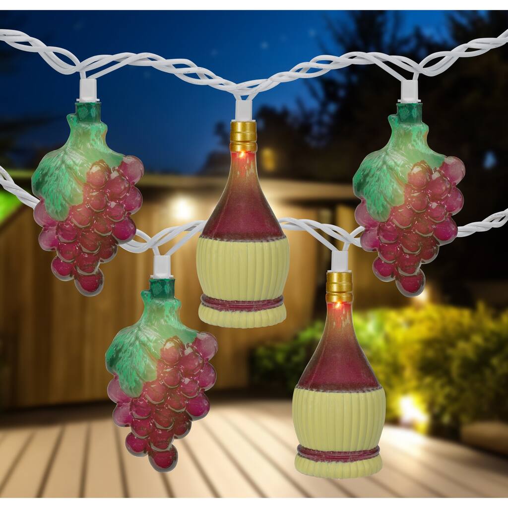 10-Count Grape and Wine Bottle Novelty String Christmas Light Set 7.5ft White Wire - 7.5'