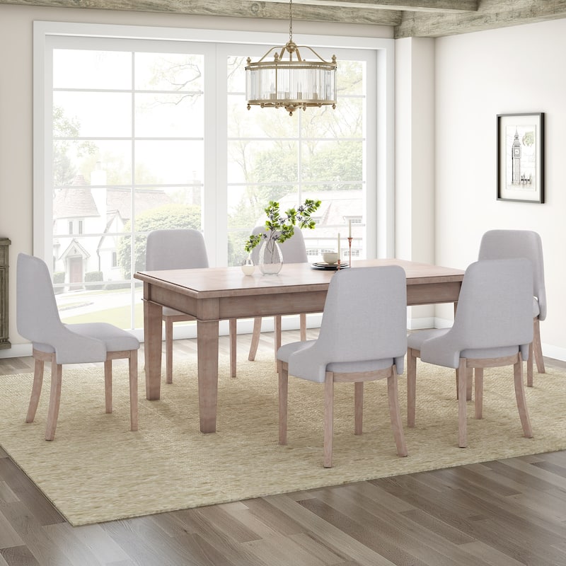 Wooden Dining Chairs Set of 2, Linen Upholstered Accent Kitchen Chair Dining Room Chairs, Farmhouse Style Dining Chair