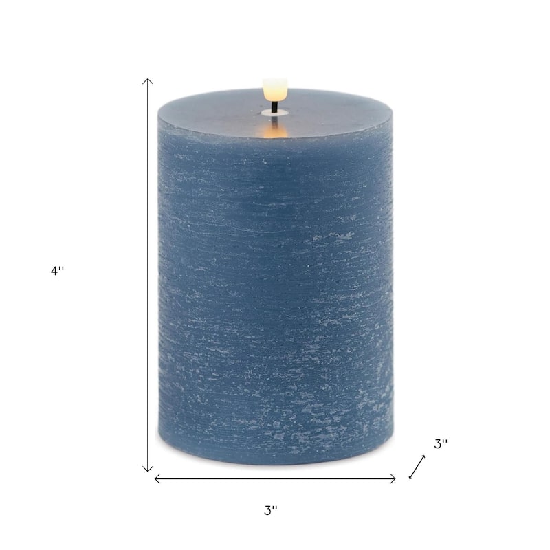 Set of Two Blue Flameless Pillar Candles
