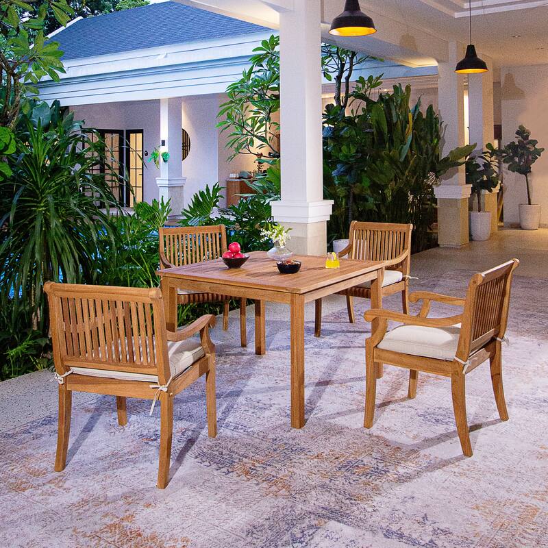 Cambridge Casual Chara 5-piece Teak Outdoor Dining Set with Rectangular Dining Table - Natural Teak