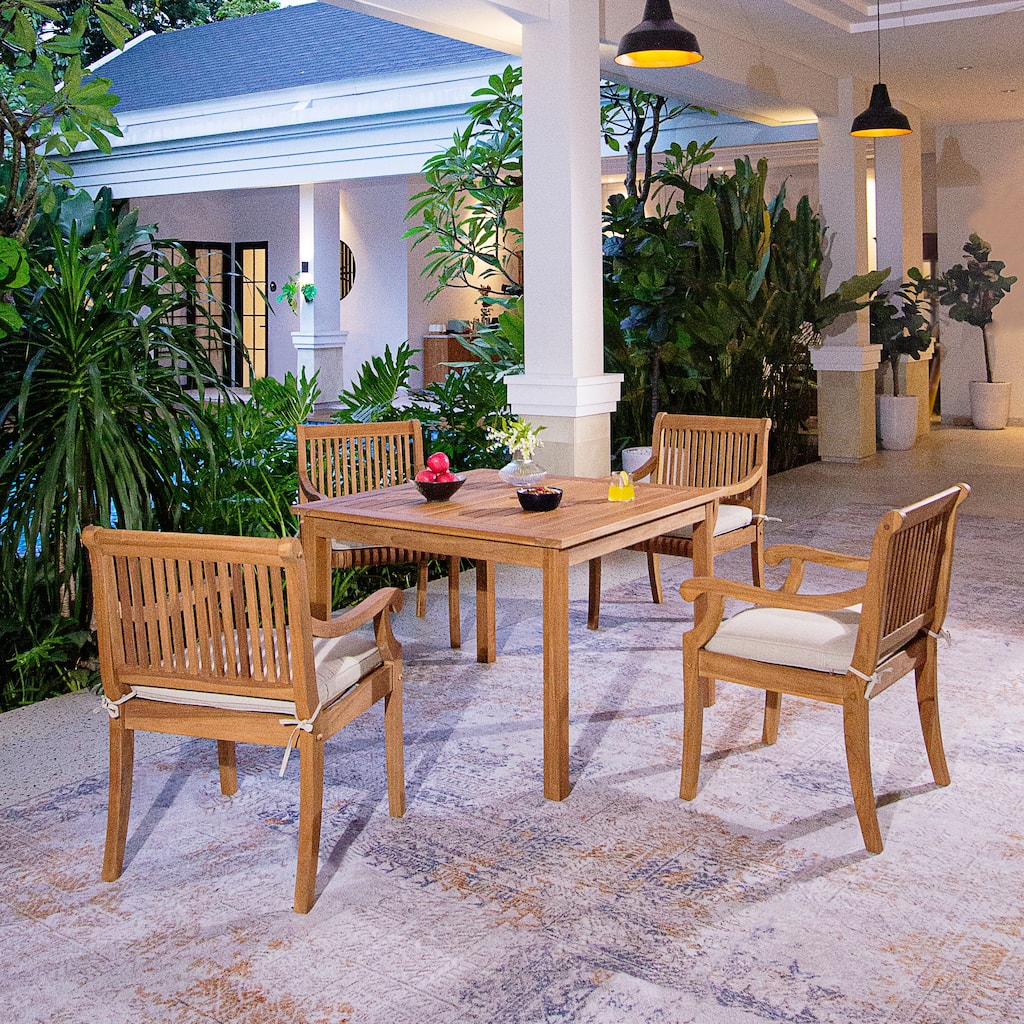 Cambridge Casual Chara 5-piece Teak Outdoor Dining Set with Rectangular Dining Table