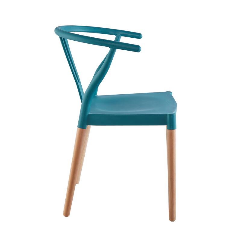 Porthos Home Lyra Plastic Dining Chairs with Beechwood Legs, Set of 2