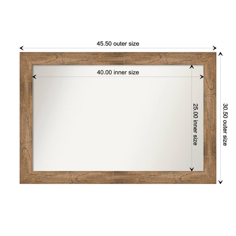 Owl Brown Framed Non-Beveled Custom Wall Mirror, Bathroom Vanity Mirror - Outer Size: 45.5 x 30.5