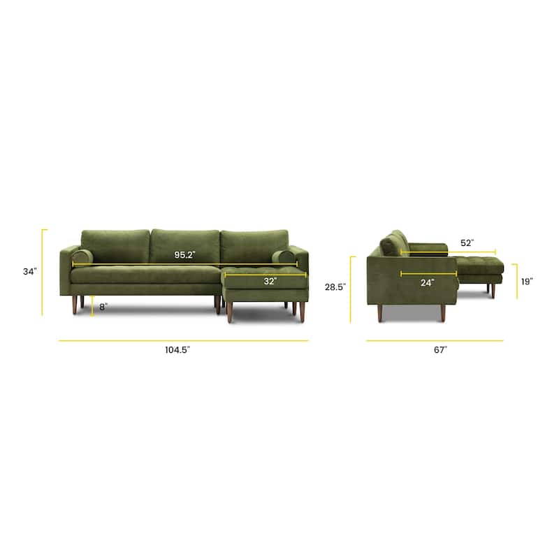 Poly & Bark Napa 104.5" Fabric Right Sectional Sofa