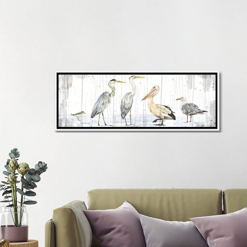 iCanvas "Birds of the Coast Rustic Panel" by Tara Reed Framed Canvas Print