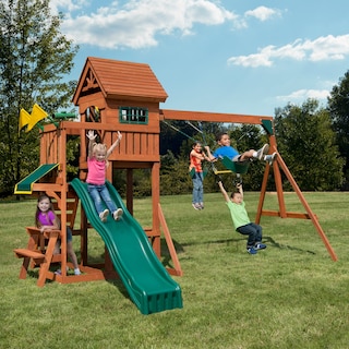Swing-N-Slide Playful Palace Wood Outdoor Swing Set