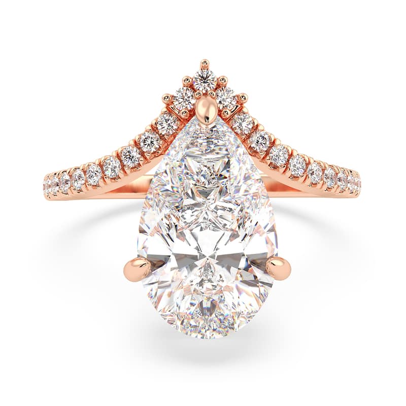 Auriya 14k Gold 5 1/2ctw Pear-Shaped Chevron Double Hidden Halo Diamond Engagement Ring (F-G VS) - Rose - 6.5
