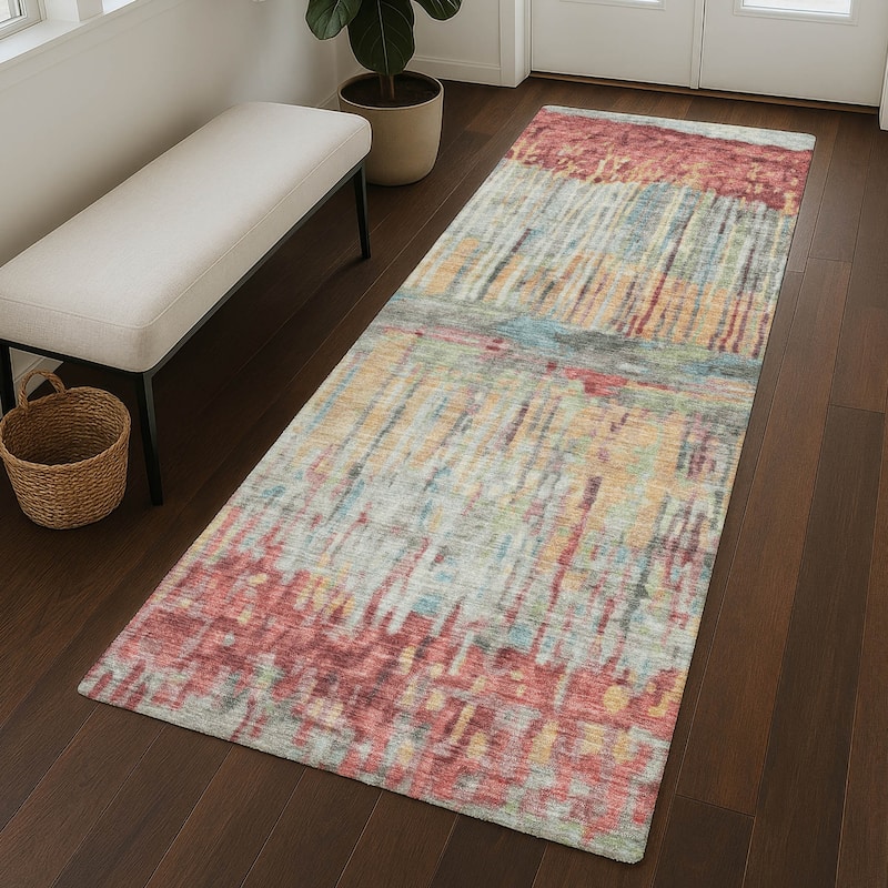 Machine Washable Indoor/ Outdoor Modern Ombre Chantille Rug