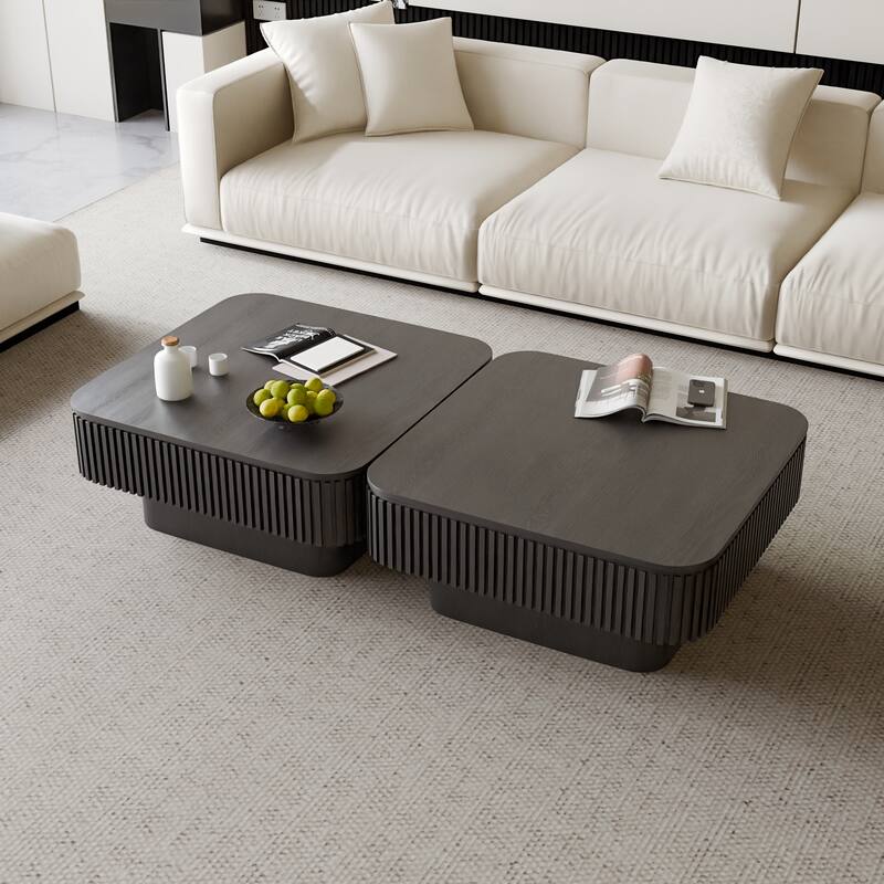 GDF Studio - Modern Wooden Veneer Square Coffee Table with Hidden Storage