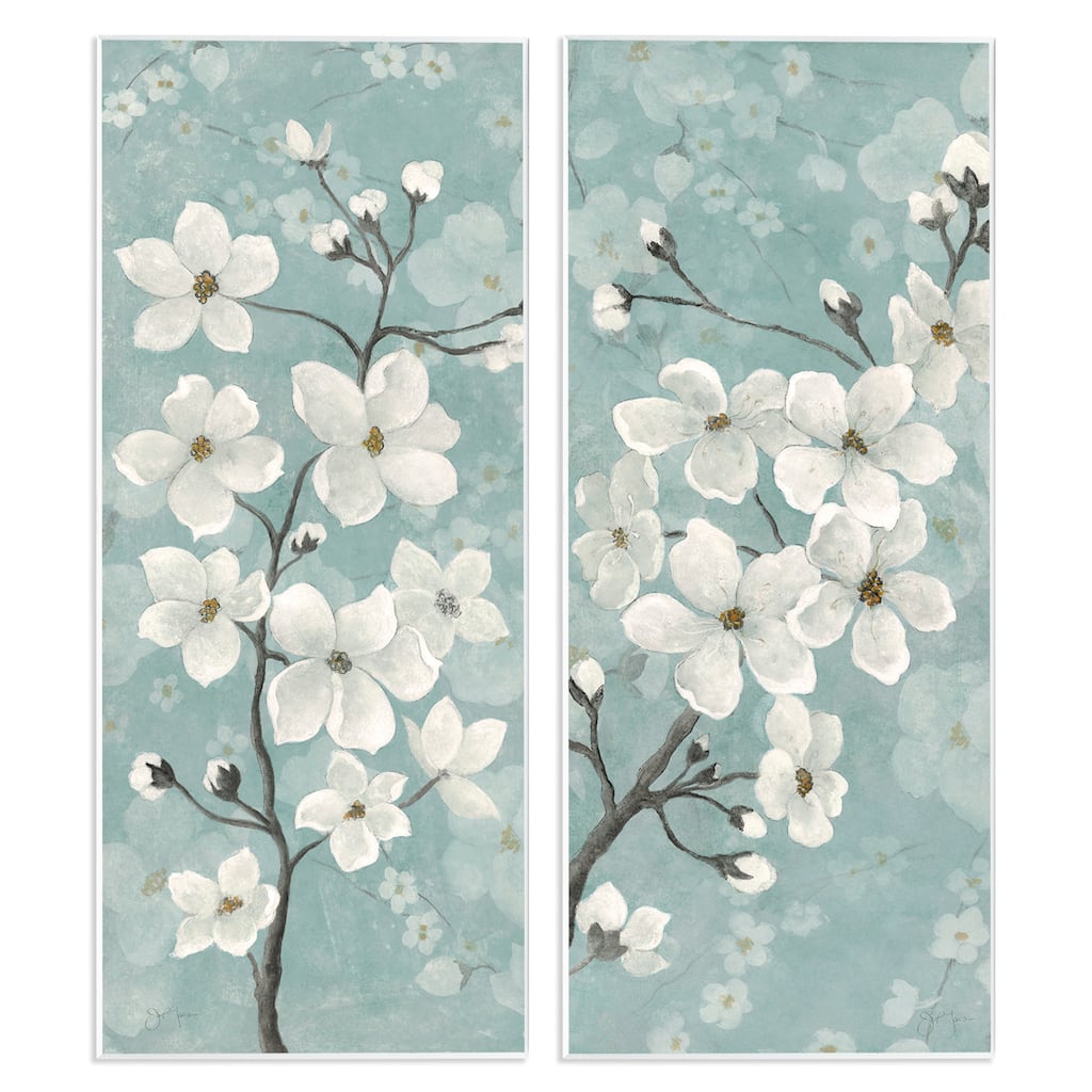 Stupell Green Toned Blossoms Wall Plaque Art Design By Tava Studios (Set of 2)