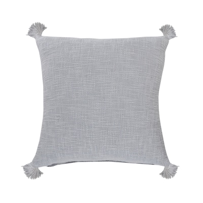 HomeRoots 20" X 20" Light Gray 100% Cotton Zippered Pillow