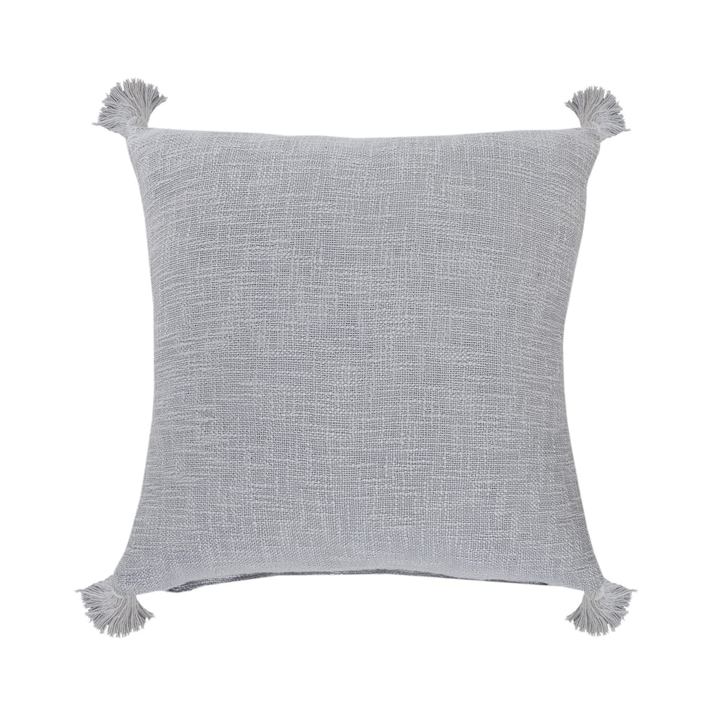 HomeRoots 20" X 20" Light Gray 100% Cotton Zippered Pillow