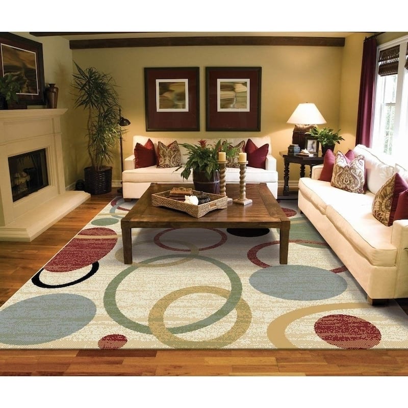 Copper Grove Parkano Abstract Circle Wool Area Rug - 8'x11' - Cream
