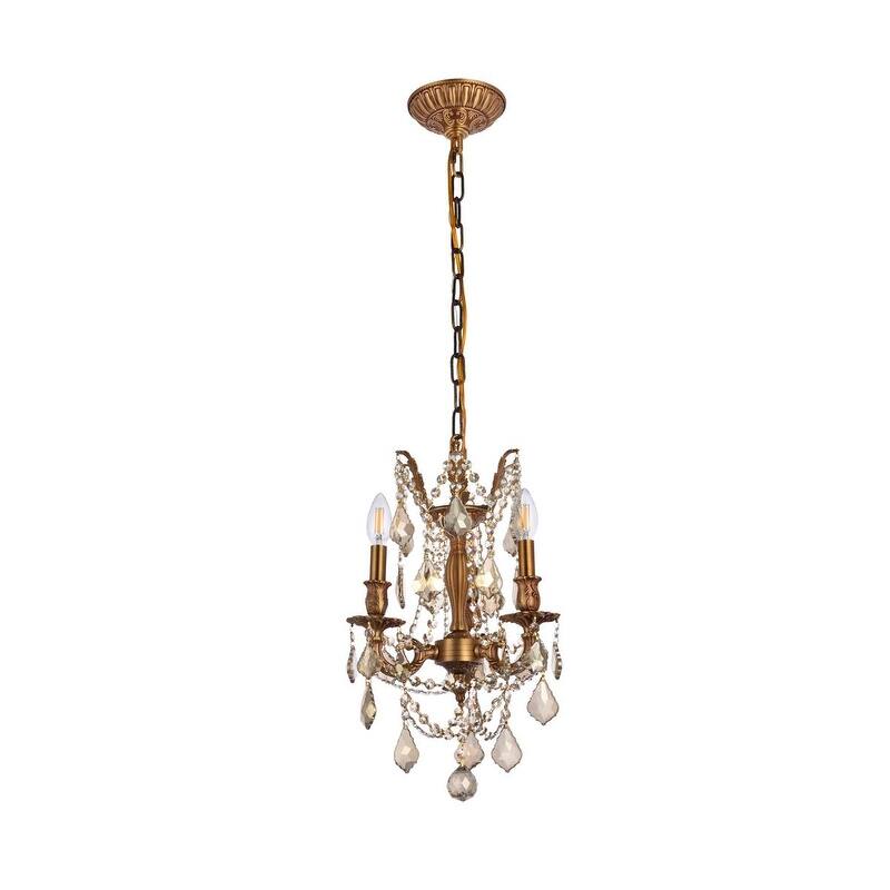 Somette Lugano 3-light Royal Cut Gold Crystal and French Gold Chandelier