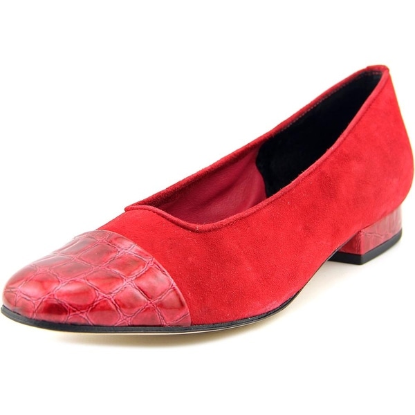 Vaneli Frankie Women Cap Toe Suede Red Flats