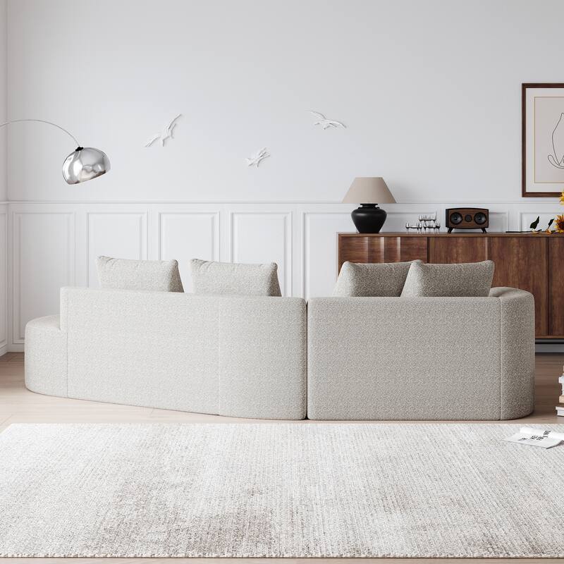 Modular Curved Sectional Sofa, Oversized Chenille Cloud Couch, Compressed Upholstered Sofa with 4 Throw Pillows