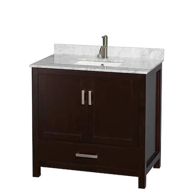 Wyndham Collection Sheffield 36" Freestanding Vanity Set with Hardwood