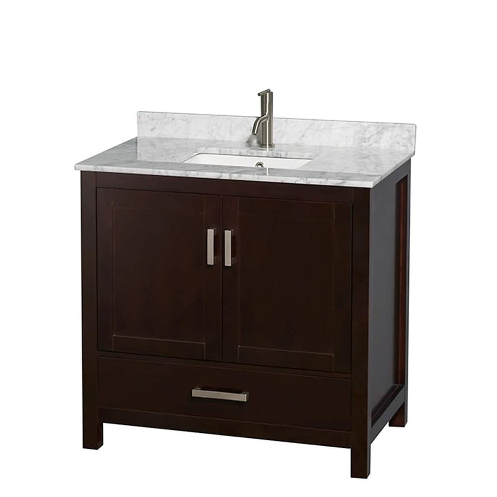 Wyndham Collection Sheffield 36" Freestanding Vanity Set with Hardwood