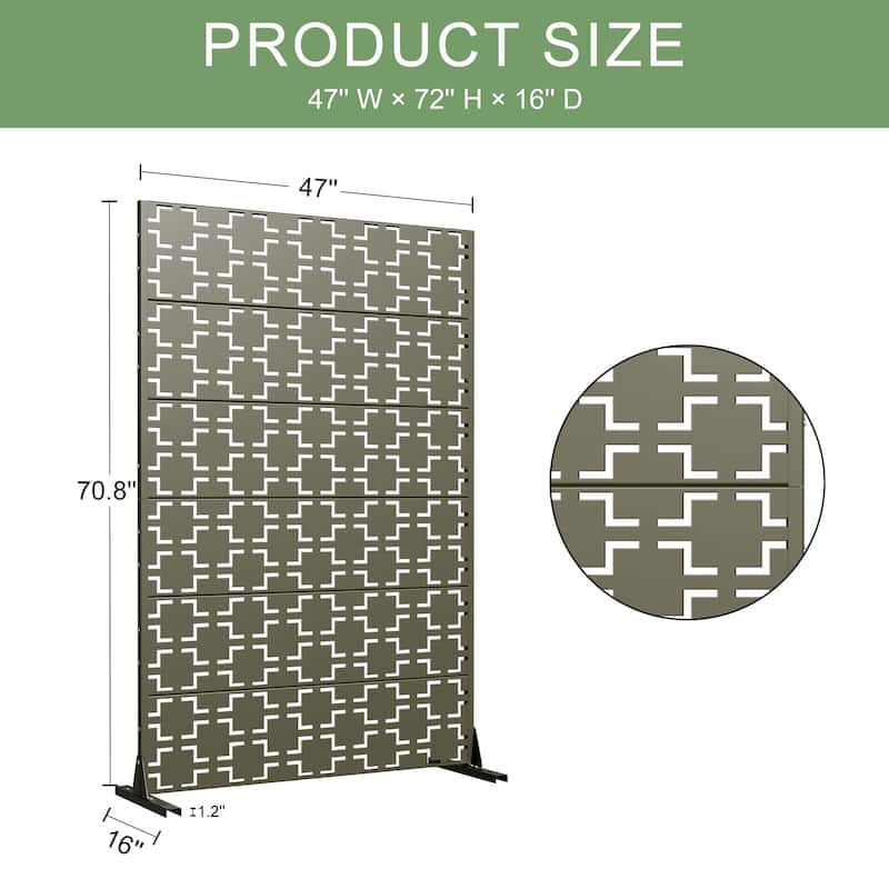 Dovelina 6ft.Outdoor Freestanding Metal Privacy Screen Decorative Garden Fence - 72"x47"