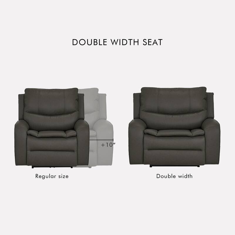 48.5" W Faux Leather Dual-Power Oversized Width Seat Recliner with USB & USB-C Charging, Ajustable Headrest