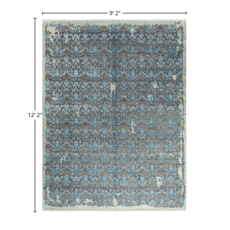 Ikat One-of-a-Kind Hand-Knotted Area Rug - Beige, 9' 2" x 12' 2" - 9' 2" x 12' 2"