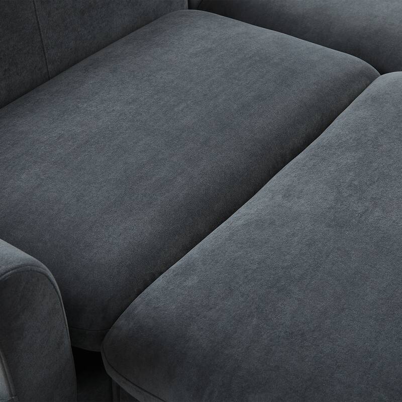 83" Chenille L-Shaped Sectional Sofa with Storage Ottoman and 6 Throw Pillows