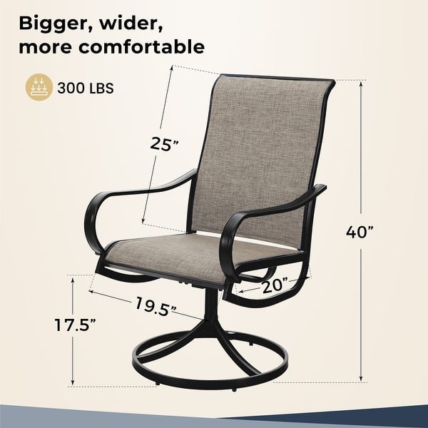 dimension image slide 0 of 4, MAISON ARTS 5 Piece Patio Dining Set,4 Sling Dining Swivel Chairs and 37" Square Metal Table with 1.57" Umbrella Hole