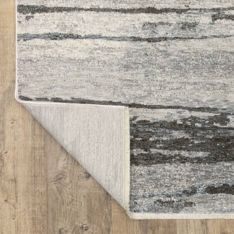 Style Haven Hendrix Abstract Shadow Stripes Grey/ Ivory Fringe Edge Area Rug