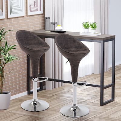 HomCom Set of 2 Modern Rattan Wicker Adjustable Swivel Home Pub Bar Stool