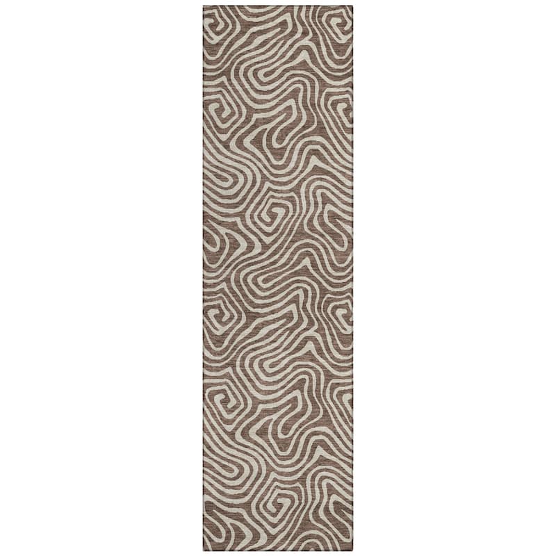 Machine Washable Indoor/ Outdoor Modern Trance Chantille Rug