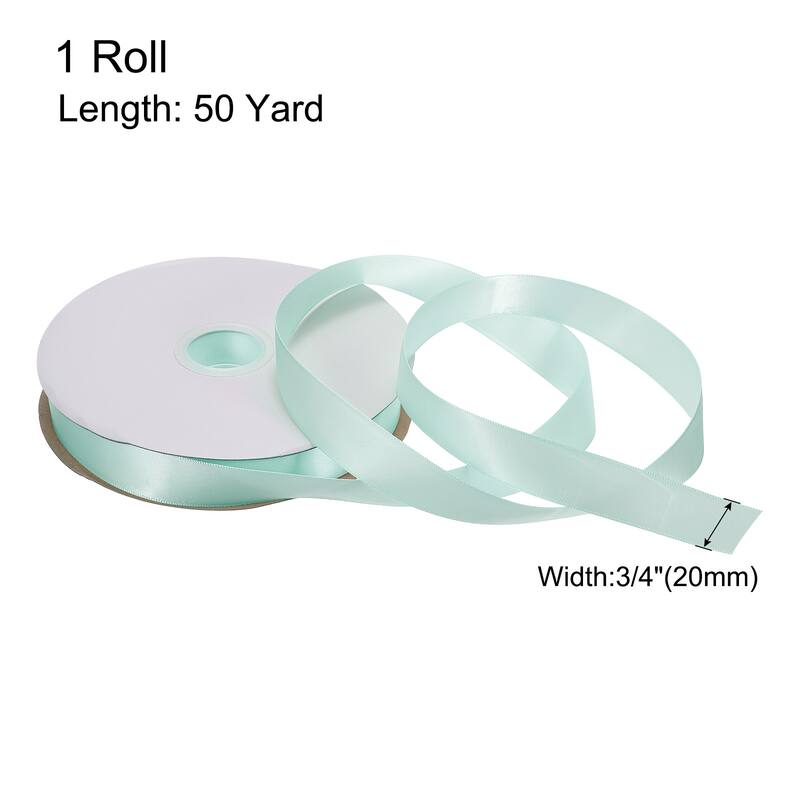 Satin Ribbon Grosgrain Valentine Solid Double Face Wedding Ribbon - Teal Blue - 3/4" x 50 Yard