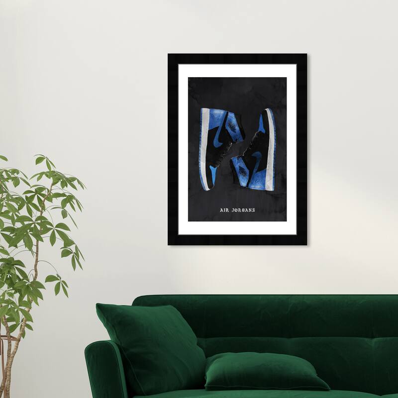 Wynwood Studio Prints Fashion and Glam Classic Sneakers VI Blue and Modern & Contemporary Wall Art Canvas Print - Black